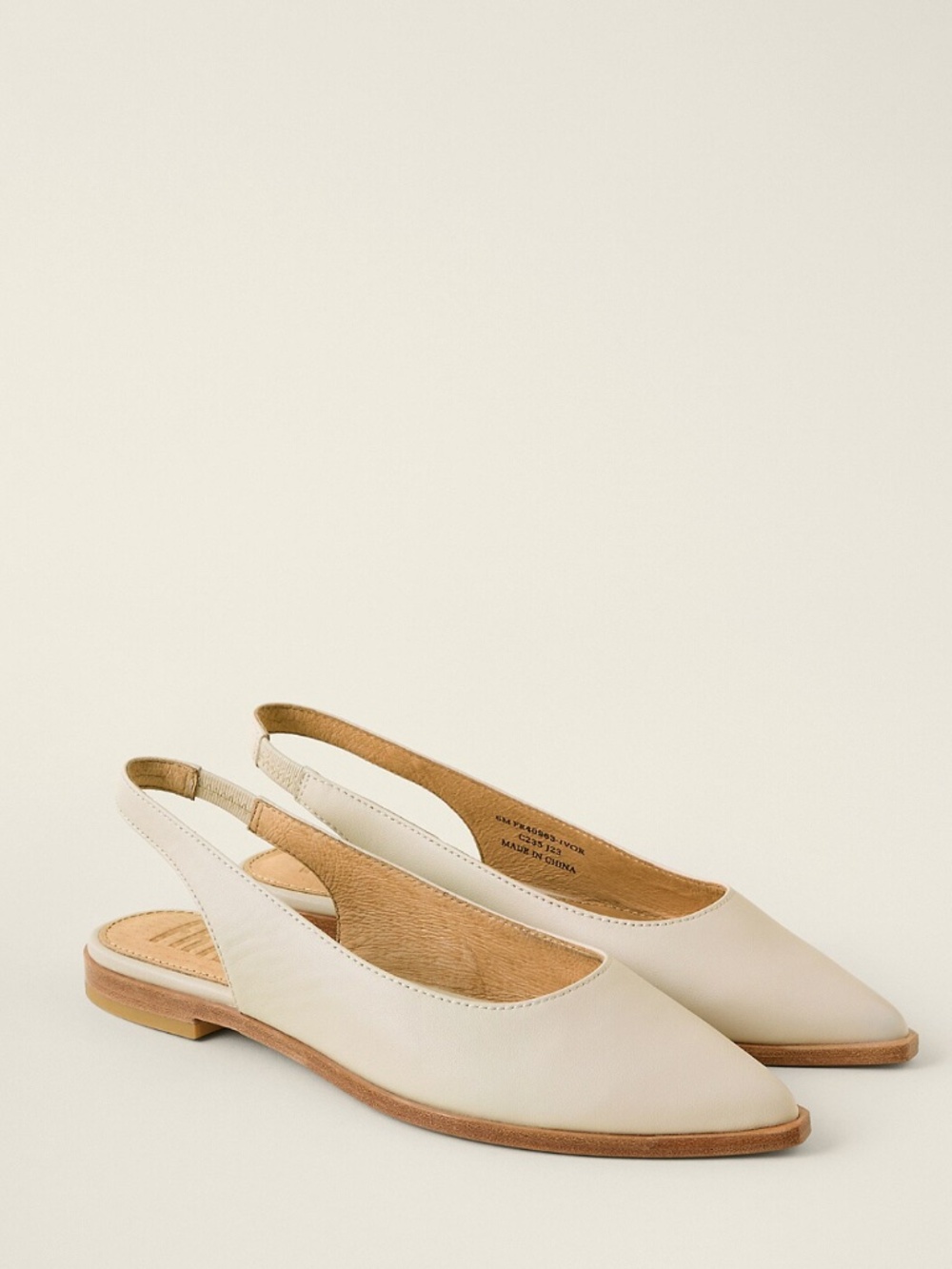 Frye Kenzie Slingback Strap Flat Women's Leather Flats Ivory Closed Toe 9.5 M